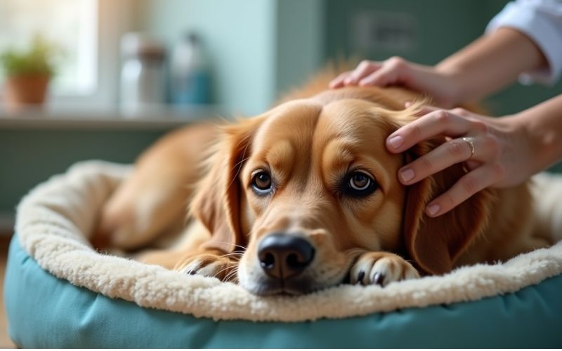 ch&oacute; golden bị tụt canxi đang mệt mỏi